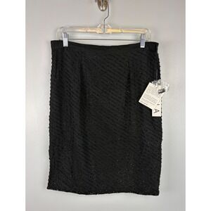 NWT Scala Vintage Black Silk Beaded Pencil Skirt Size Large Glam Whimsigoth